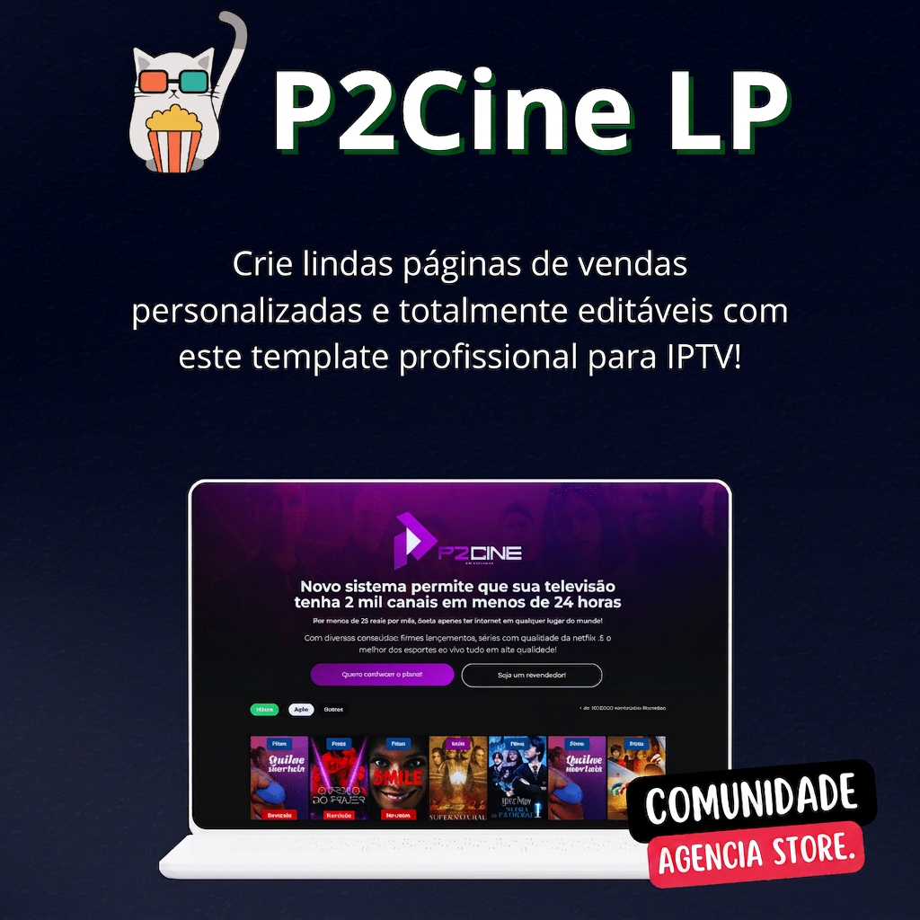 Página de Vendas Editável – P2Cine LP: Crie seu Site IPTV - imagem 1